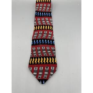 Vicky Davis Silk Tie Retro Cell Phone Pattern Novelty Necktie Made in USA